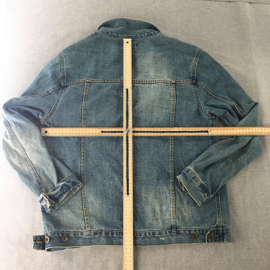 Another Influence Mens Jean Jacket Size M Blue Button Up Denim Pockets