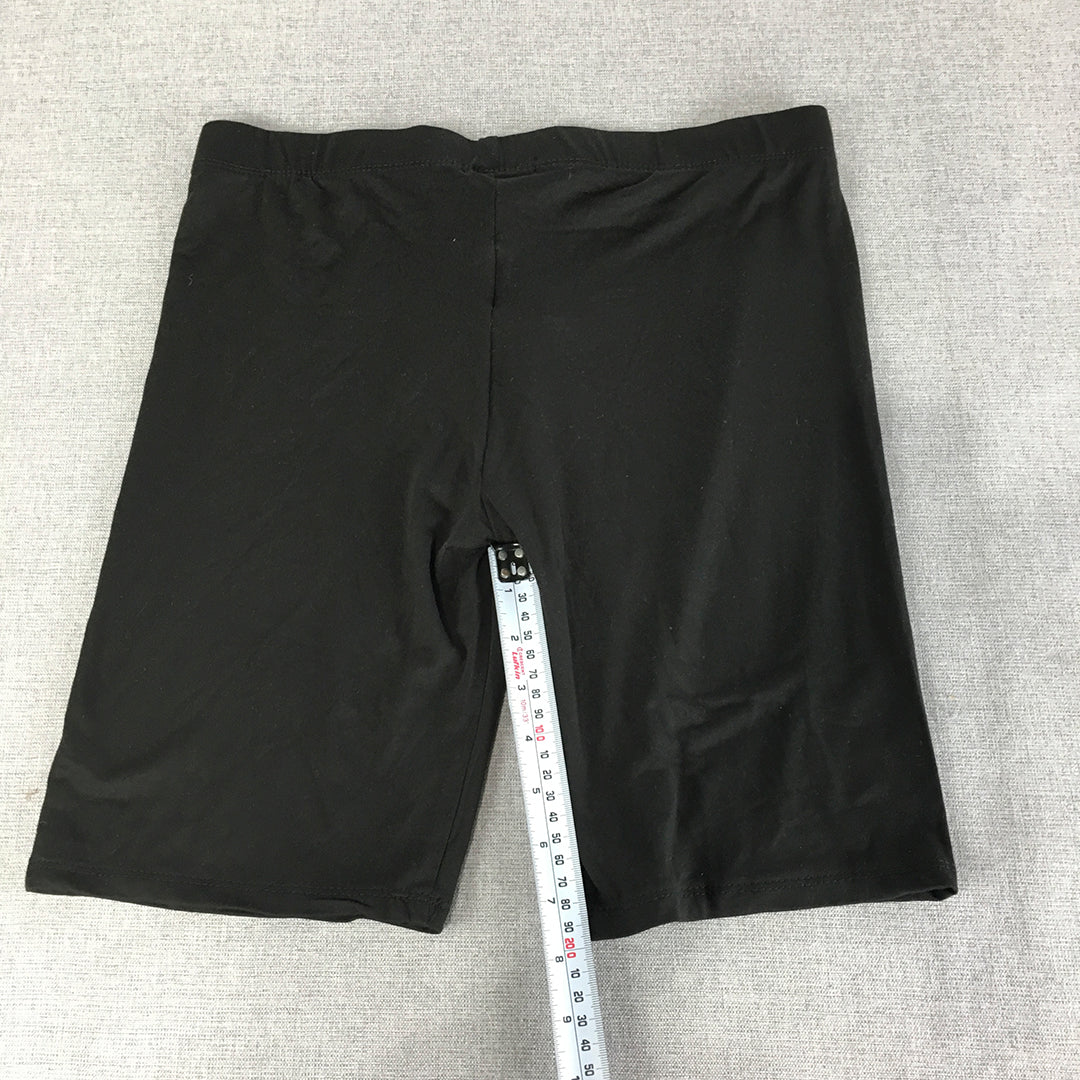 NEW Brave Soul London Womens Cycling Shorts Size L Black Stretch Fabric Bike