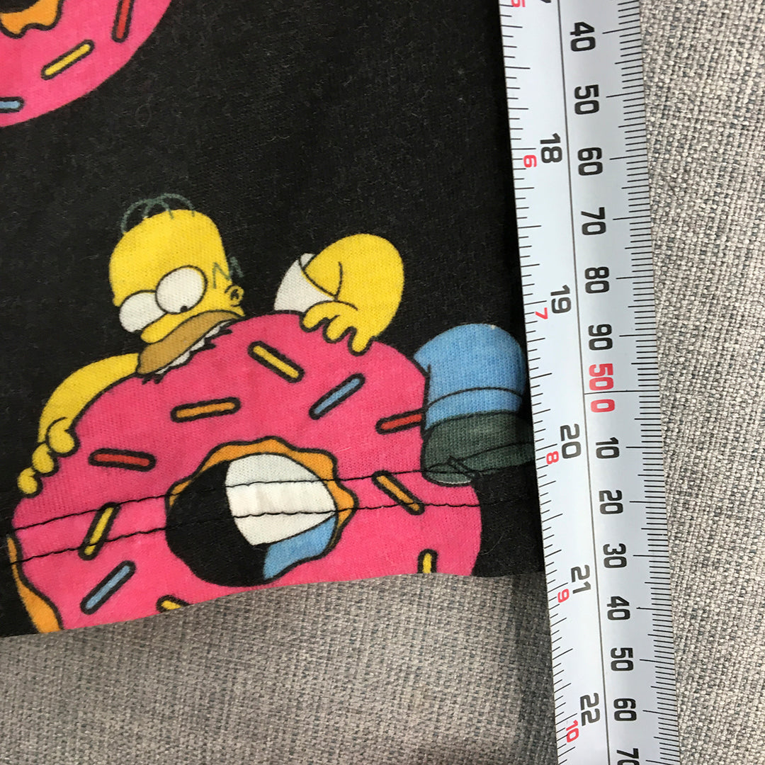 The Simpsons Mens Pajama Shorts Size L Black Pink Donut Sleepwear