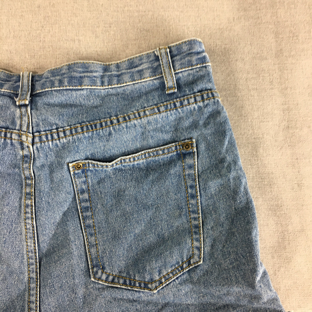 Boohoo Womens Denim Shorts Size 14 Blue Raw Hem Pockets