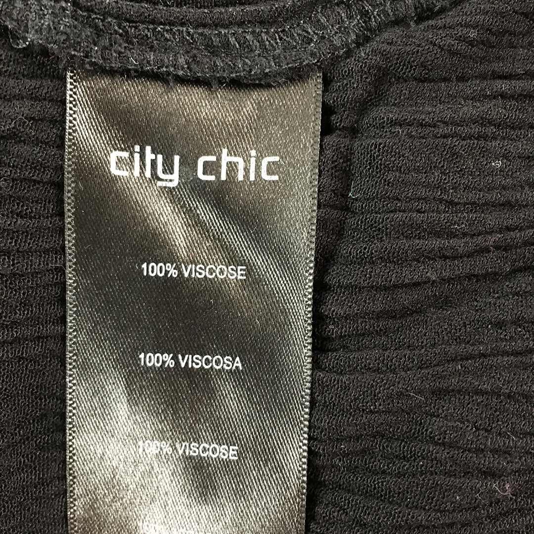 City Chic Womens Dress Size L (20 AU) Black Sleeveless Knee Length A-Line