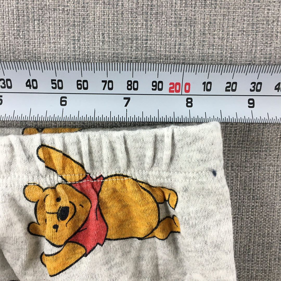 Disney Winnie The Pooh Baby Pants Size 00 (3 - 6 Months) Grey Elastic Waist