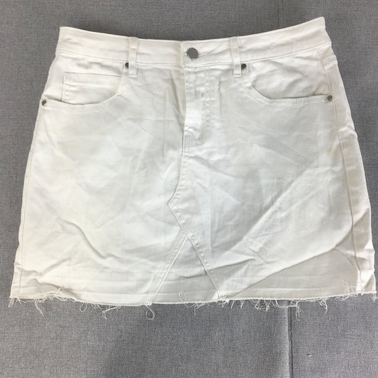 Seed Heritage Womens Denim Mini Skirt Size 10 White Raw Hem Pockets