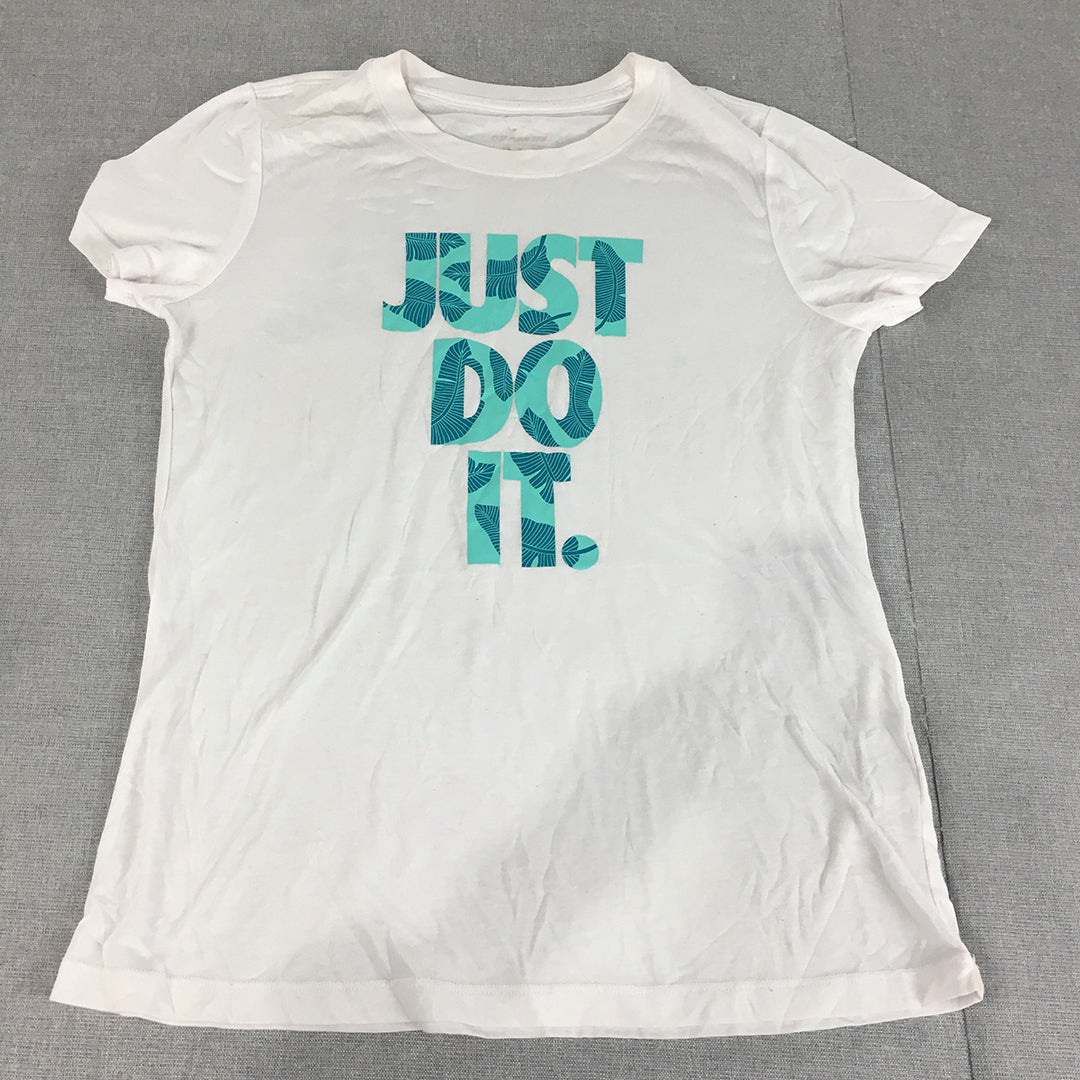 Nike Womens T-Shirt Size S White Just Do It Short Sleeve Crew Neck Top