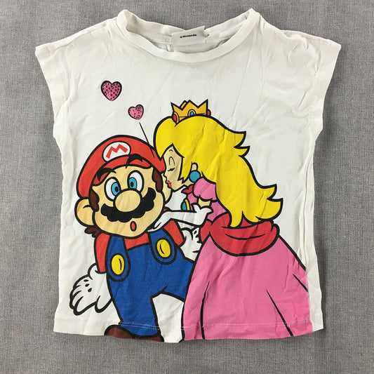 Super Mario Kids Girls T-Shirt Size 4 - 5 Years White Princess Peach