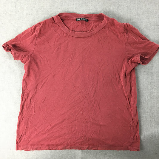 Zara Womens T-Shirt Size M Red Short Sleeve Crew Neck Top