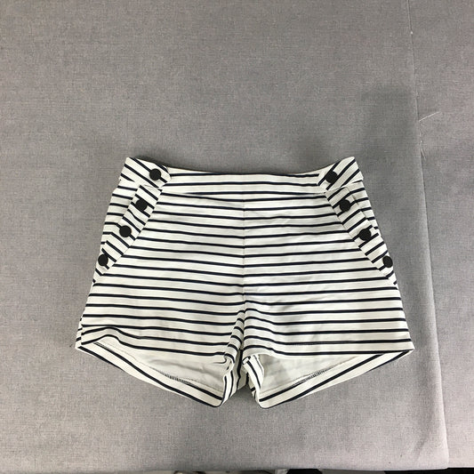 Valleygirl Womens Shorts Size 8 White Striped Stretch Fabric Pockets