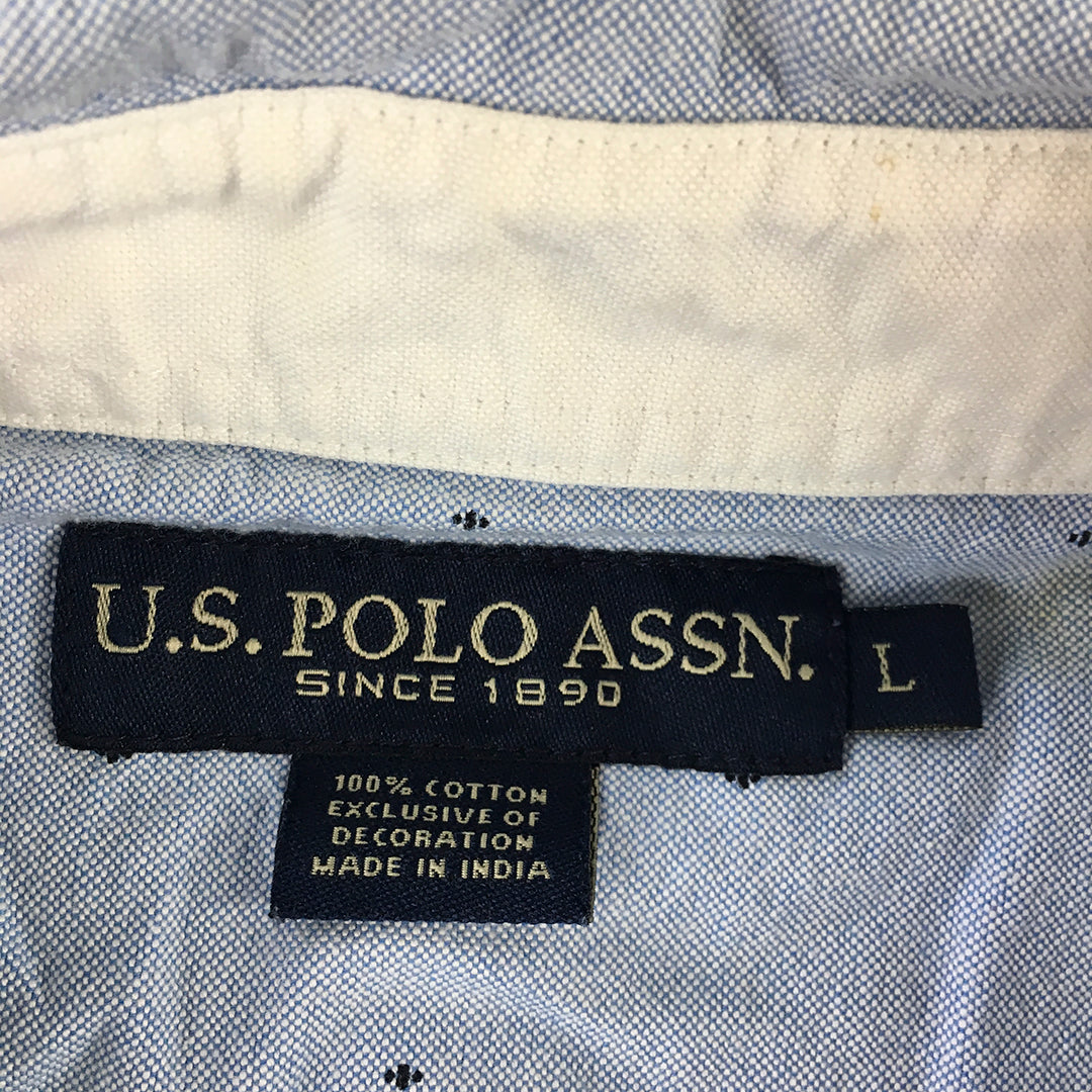 U.S. Polo Assn. Mens Shirt Sized L Blue Pocket Collared Long Sleeve Button-Up