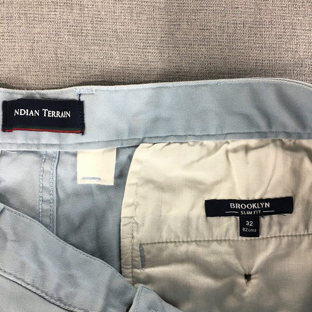 Indian Terrain Mens Chino Pants Size 32 (W32 x L30) Blue Slim Fit Pockets