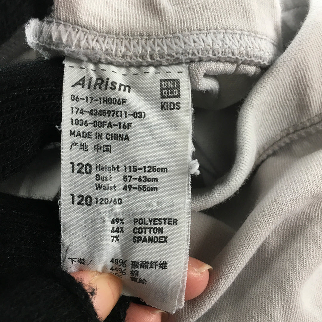 Uniqlo AIRism Kids Jogger Pants Size 6 - 7 Years Grey Elastic Waist Tracksuit