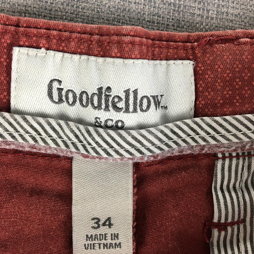 Goodfellow & Co Mens Chino Shorts Size 34 Red Pockets Casual Walking