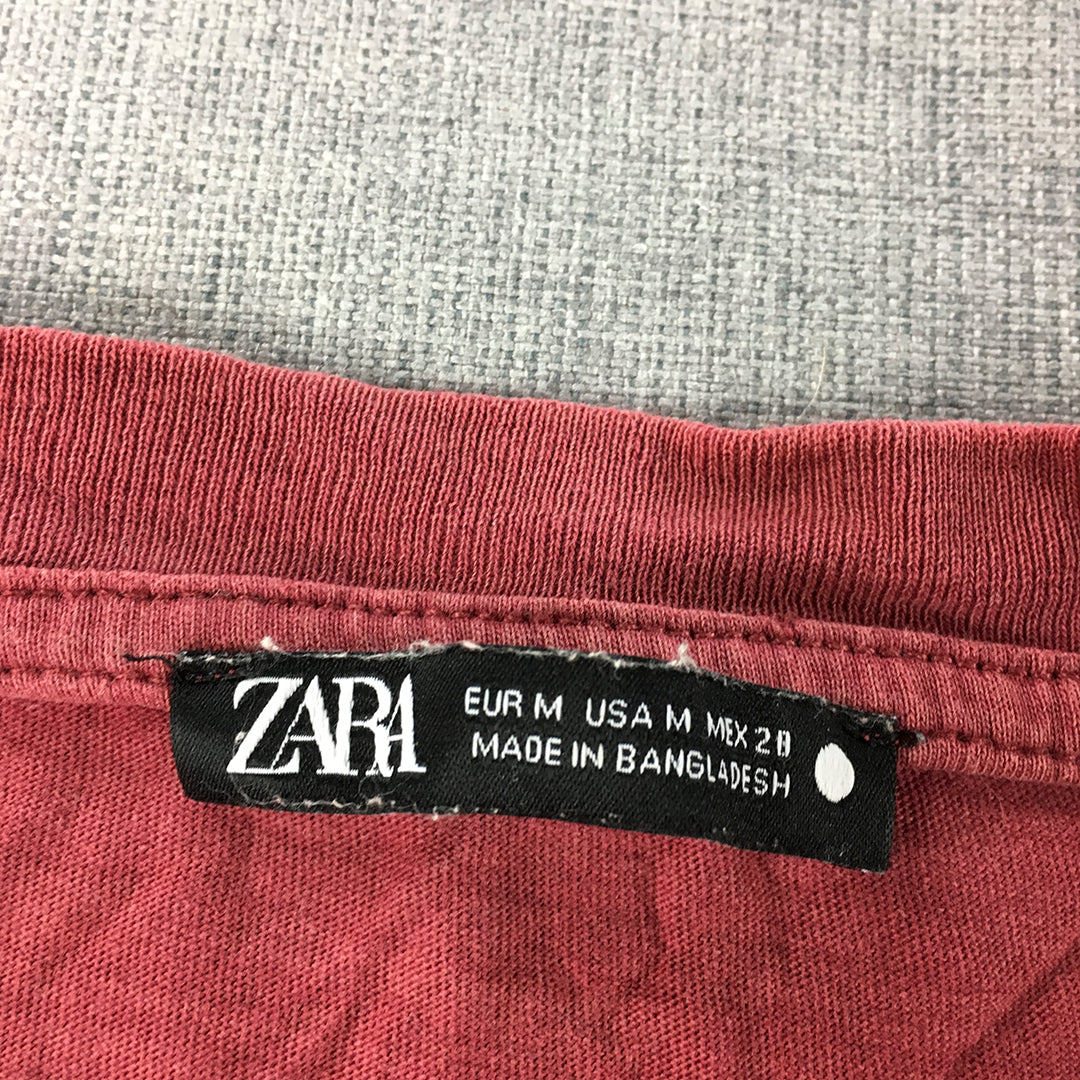 Zara Womens T-Shirt Size M Red Short Sleeve Crew Neck Top