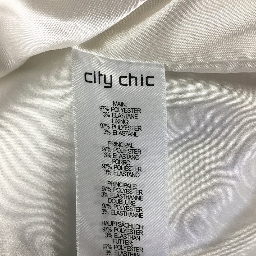 City Chic Womens Open-Front Cardigan Size S White Long Sleeve Coat