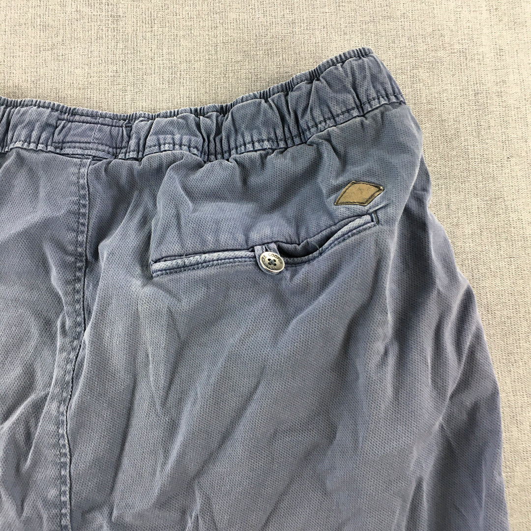 Lee Cooper Mens Shorts Size M Blue Drawstring Elastic Waist Pockets