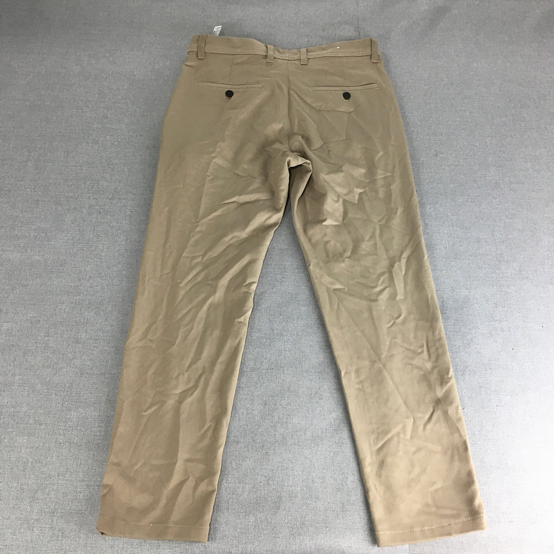 Zara Mens Chino Pants Size 30 (W30 x L28) Brown Slim Straight Pockets Trousers