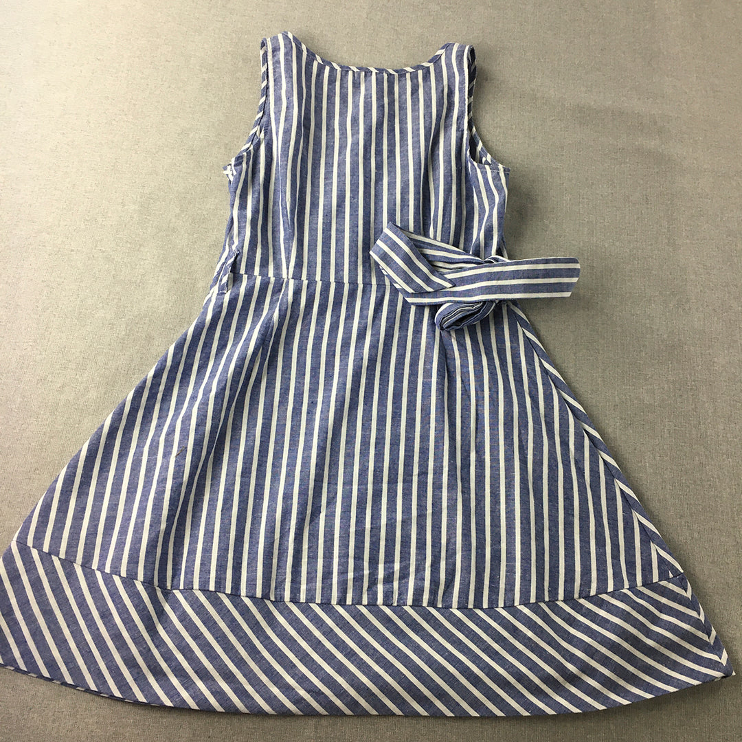 Valleygirl Edition Womens Mini Dress Size 10 Blue White Striped Fit & Flare