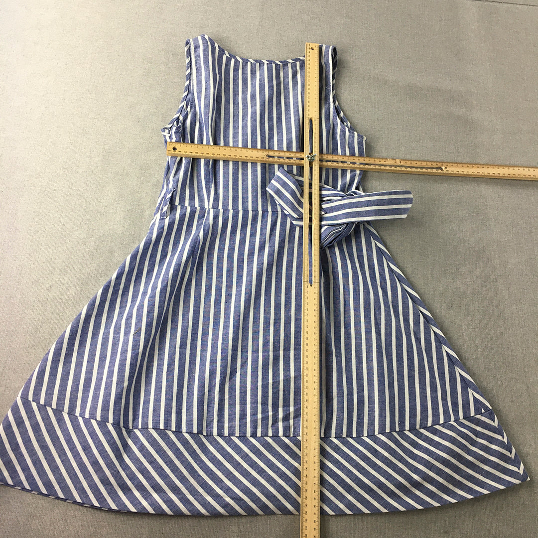 Valleygirl Edition Womens Mini Dress Size 10 Blue White Striped Fit & Flare