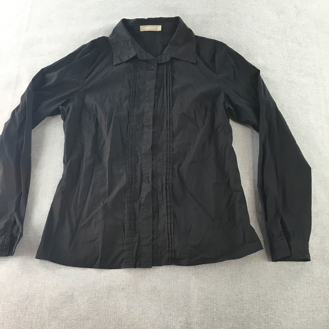 Forcast Womens Shirt Size 12 Black Long Sleeve Button-Up