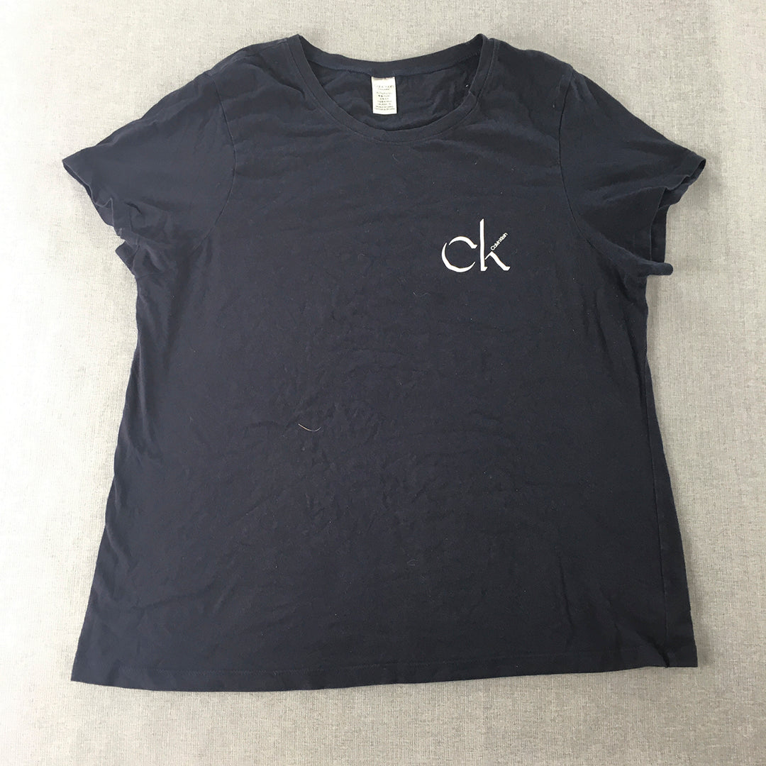 Calvin Klein Sleepwear Womens Shirt Size XL Navy Blue Logo Pajama Top