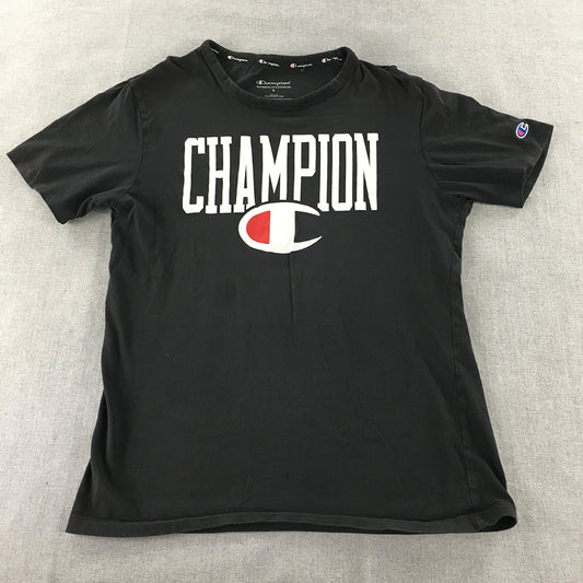 Champion Mens T-Shirt Size S Black Logo Short Sleeve Crew Neck Tee