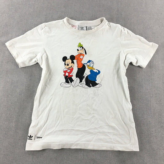 Adidas x Disney Kids Boys T-Shirt Size 7 - 8 Years White Short Sleeve Top