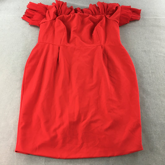 City Chic Womens Pencil Dress Size XL Red Pleated Short Sleeve