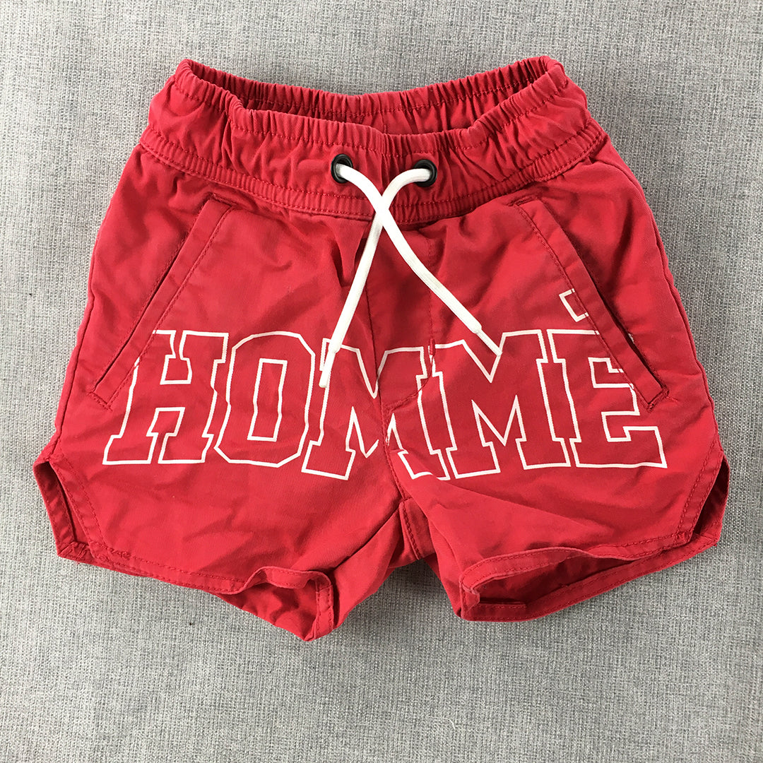 Lil Homme Baby Boys Shorts Size 1 - 2 Years Toddler Red Logo Drawstring