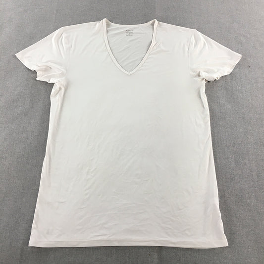 Uniqlo AIRism Mens T-Shirt Size M White V-Neck Short Sleeve Tee