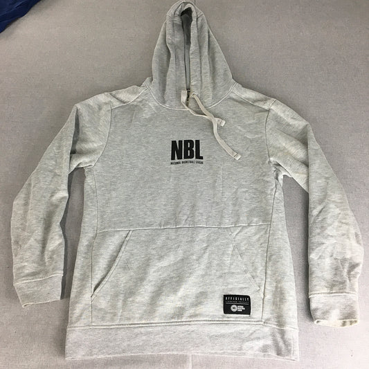 NBL Basketball Mens Hoodie Sweater Size S Grey Pockets Pullover Jumper