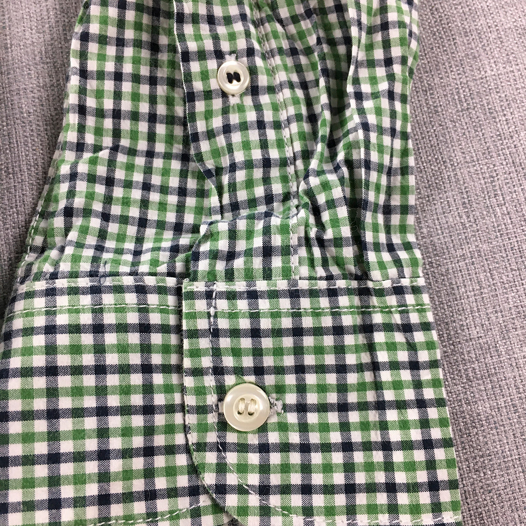 Old Navy Mens Shirt Size S Green Checkered Long Sleeve Button-Up