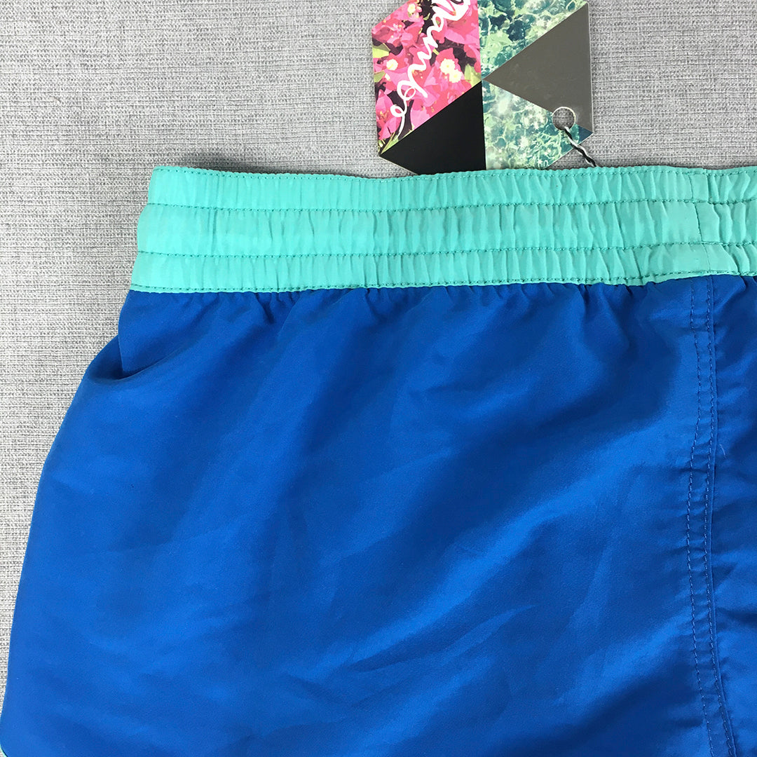 Mambo Womens Board Shorts Size 16 Blue Drawstring Elastic Waist Surf Swim