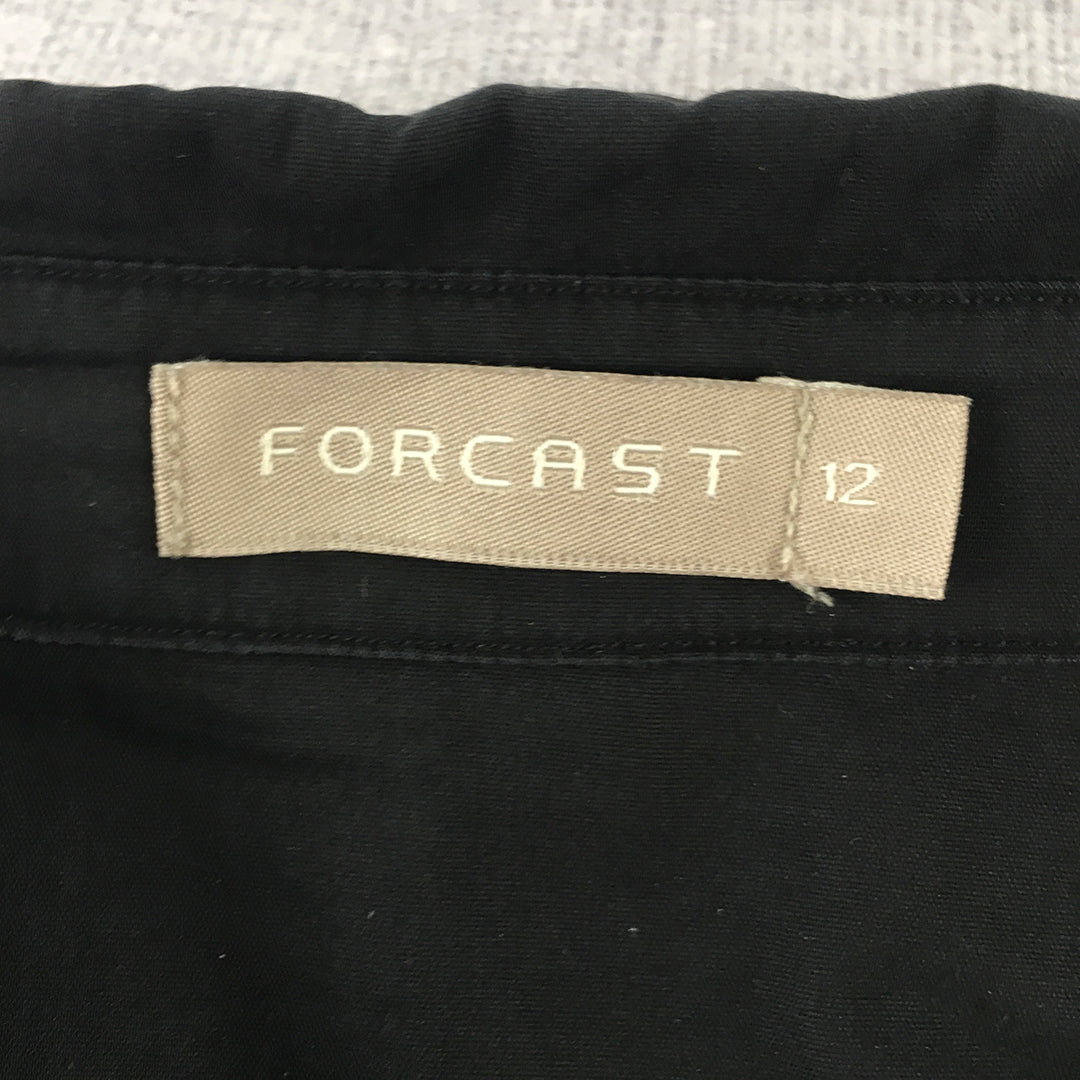 Forcast Womens Shirt Size 12 Black Long Sleeve Button-Up