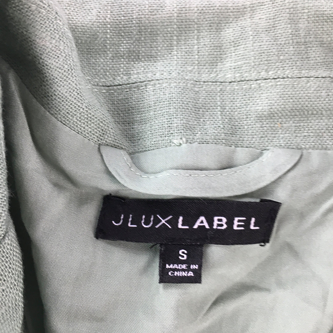 JLux Label Womens Linen Jacket Size S Green Belted Overcoat