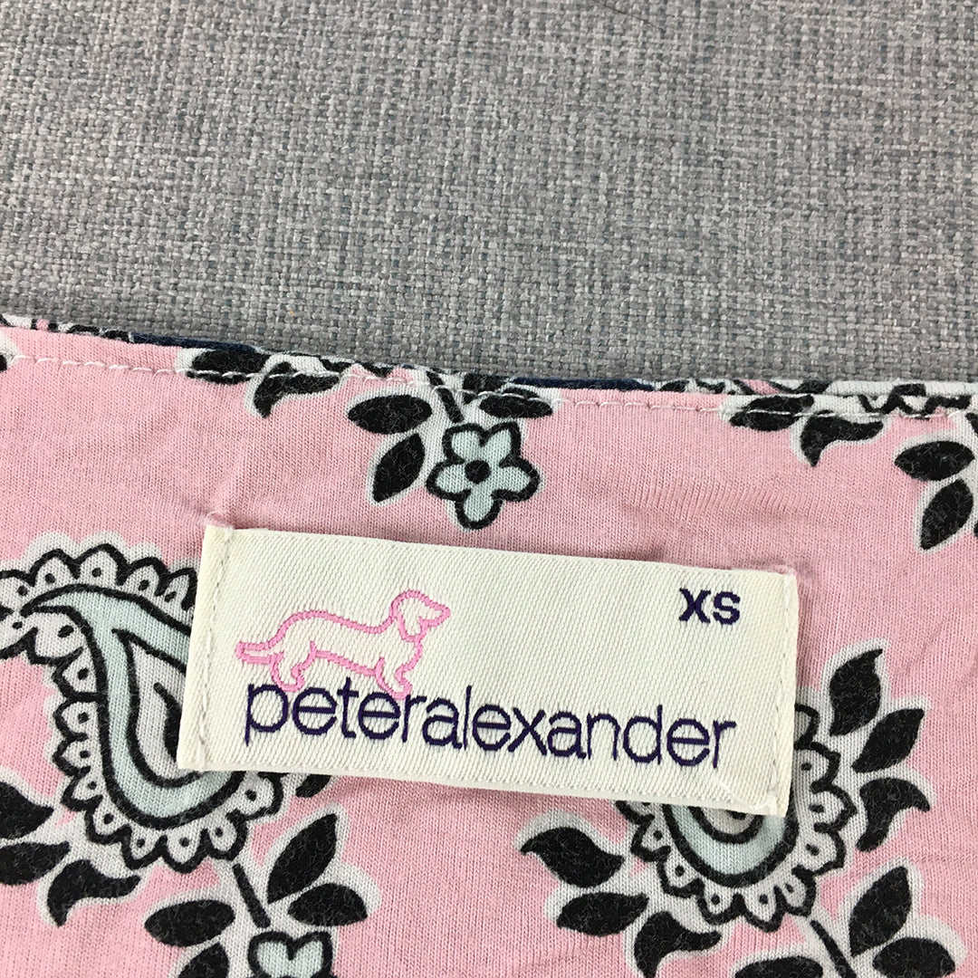 Peter Alexander Womens Sleep Shirt Size XS Pink Black Paisley Pajama Top Bamboo