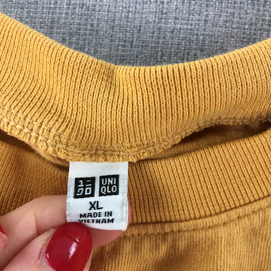 Uniqlo Womens T-Shirt Size XL Yellow Crew Neck Short Sleeve Top