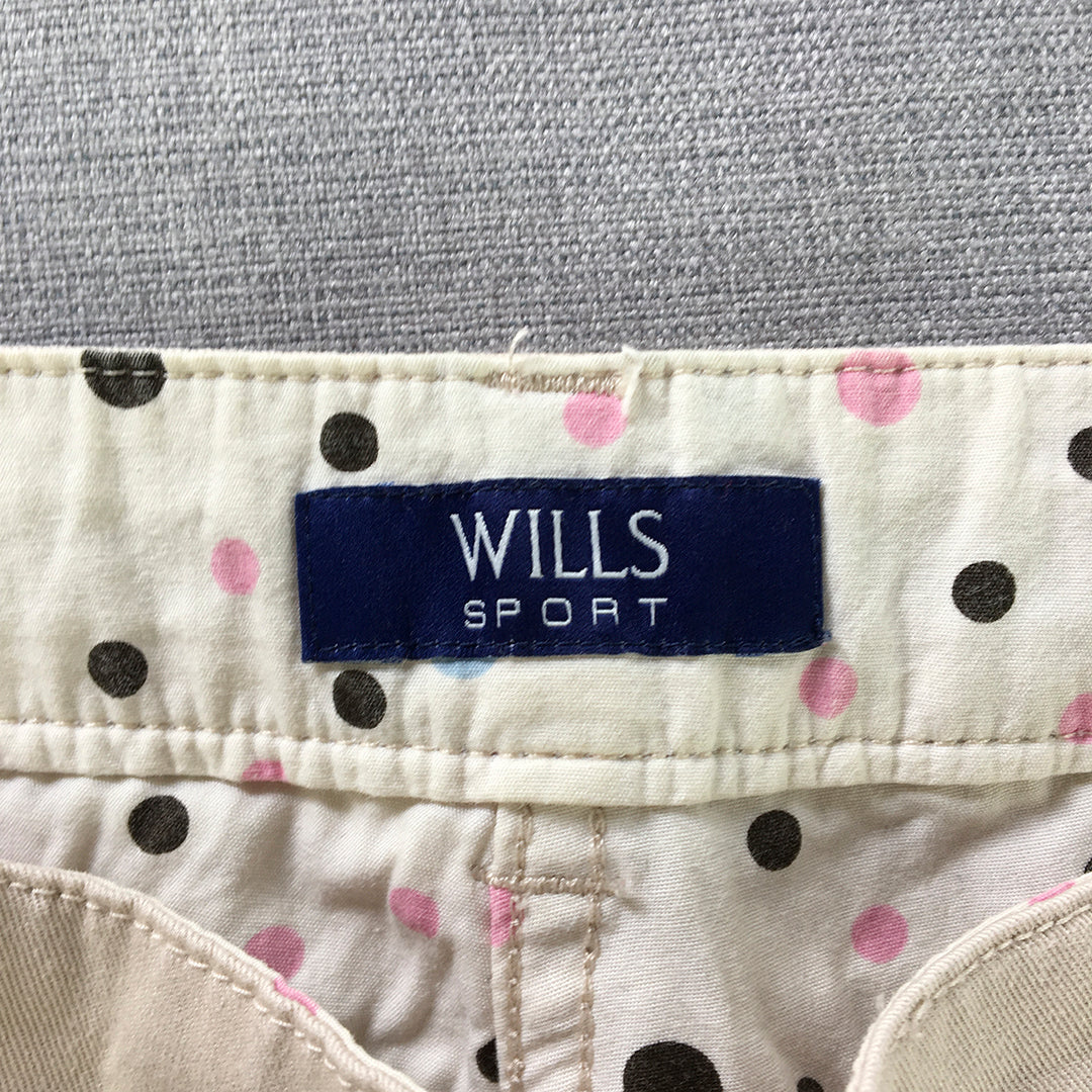 Wills Sport Mens Chino Shorts Size 30 Cream Beige Cut-Off Pockets