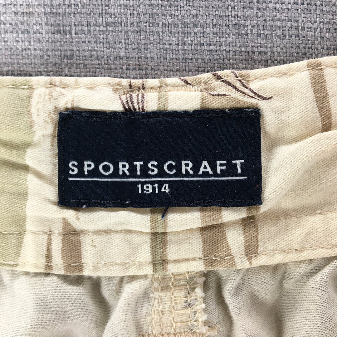 Sportscraft Mens Hawaiian Shorts Size 46 (W46) Brown Cargo Pockets