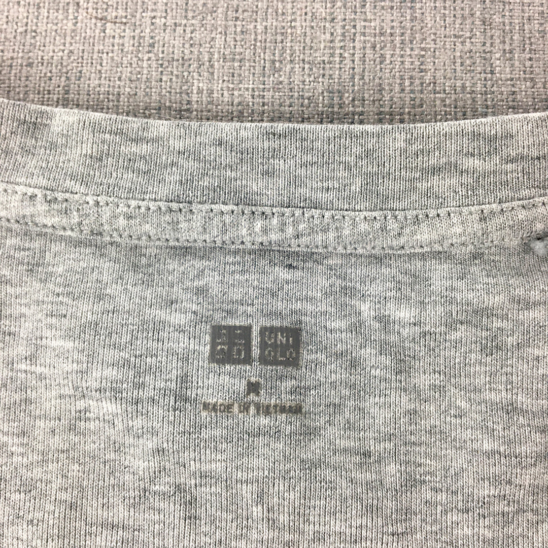 Uniqlo Womens Top Size M Grey Long Sleeve V-Neck Pullover Shirt