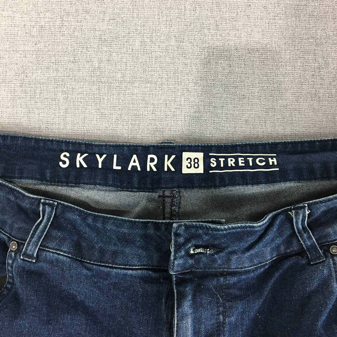 Skylark Mens Denim Shorts Size 38 Blue Dark Wash Stretch Jorts