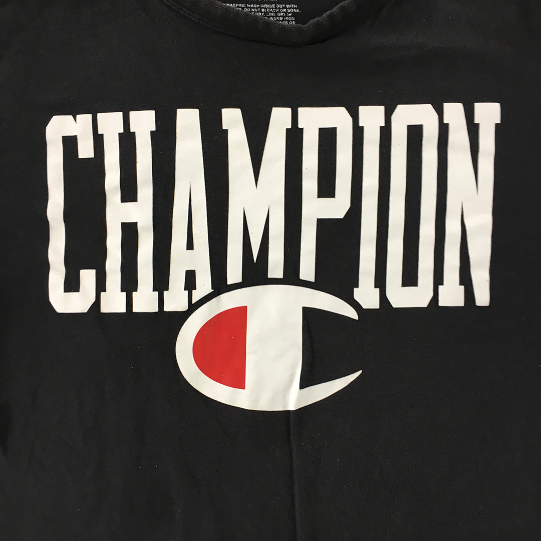 Champion Mens T-Shirt Size S Black Logo Short Sleeve Crew Neck Tee