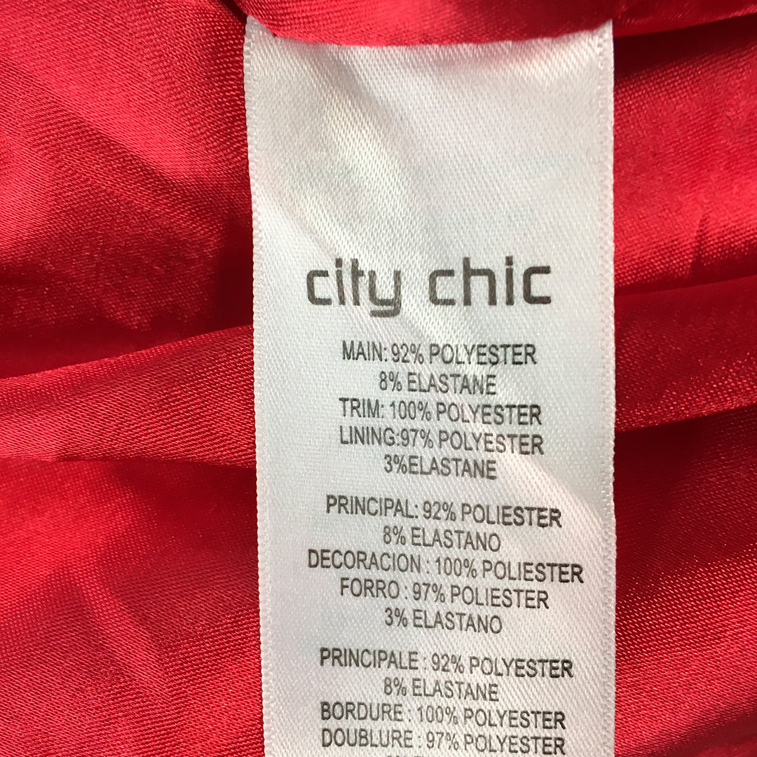 City Chic Womens Pencil Dress Size XL Red Pleated Short Sleeve