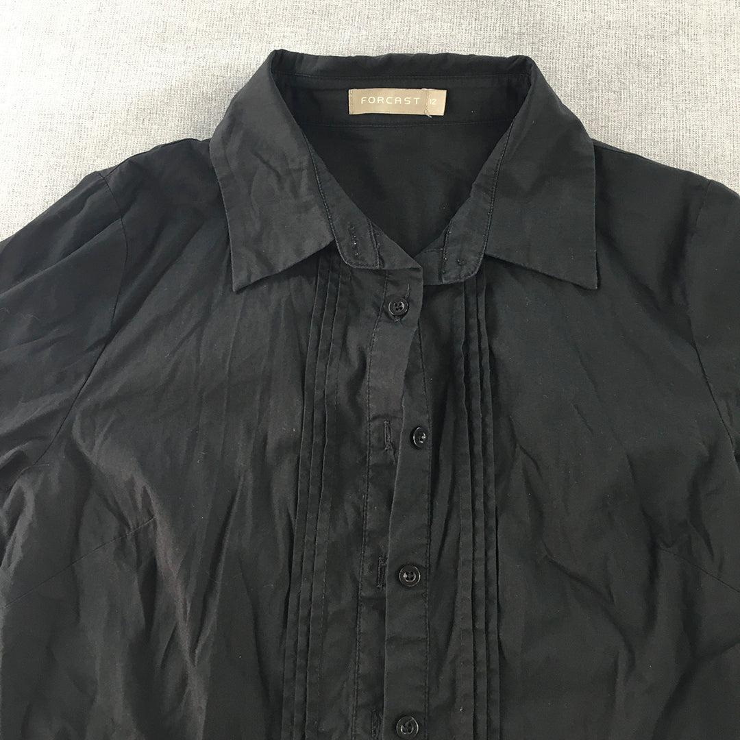 Forcast Womens Shirt Size 12 Black Long Sleeve Button-Up