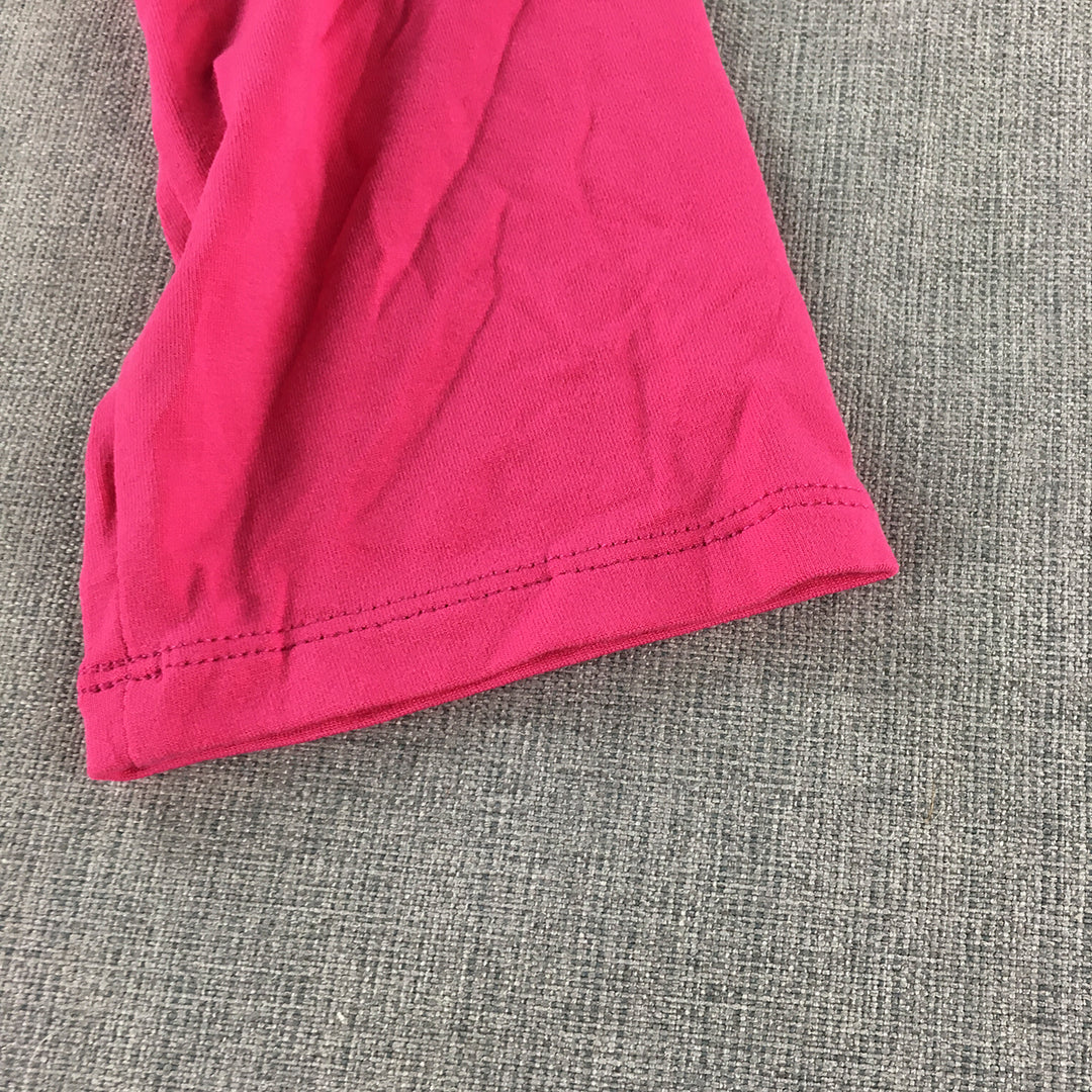 Carly Q Womens A-Line Dress Size XL Hot Pink Long Sleeve Midi