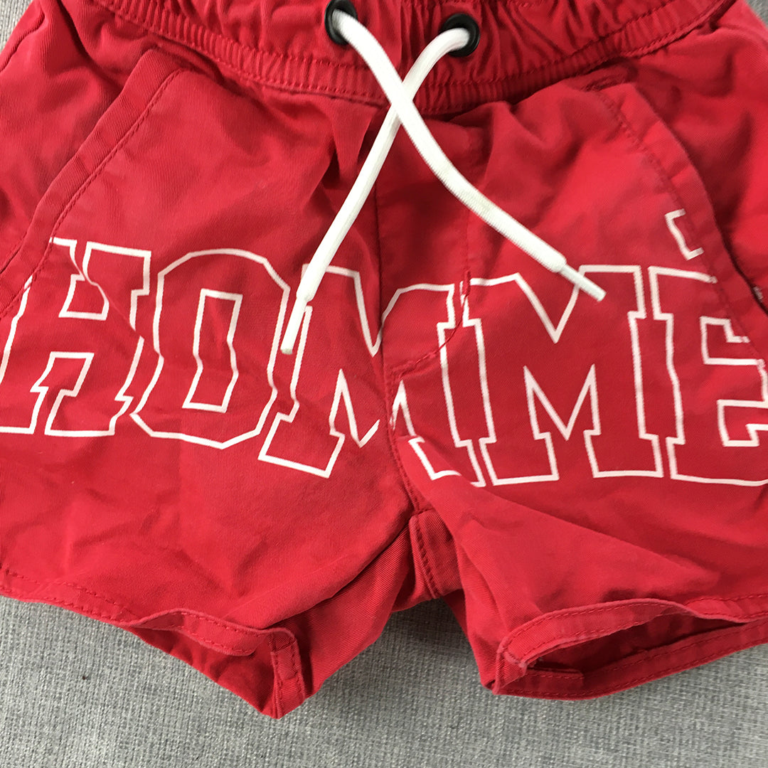 Lil Homme Baby Boys Shorts Size 1 - 2 Years Toddler Red Logo Drawstring