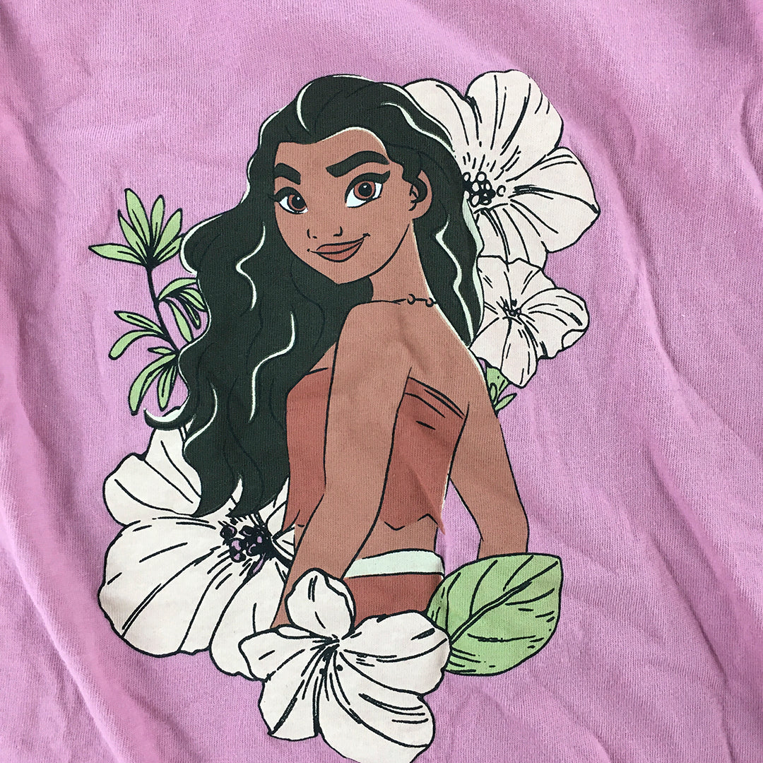 Disney Moana Kids Girls Top SIze 7 Pink Short Sleeve Crew Neck T-Shirt