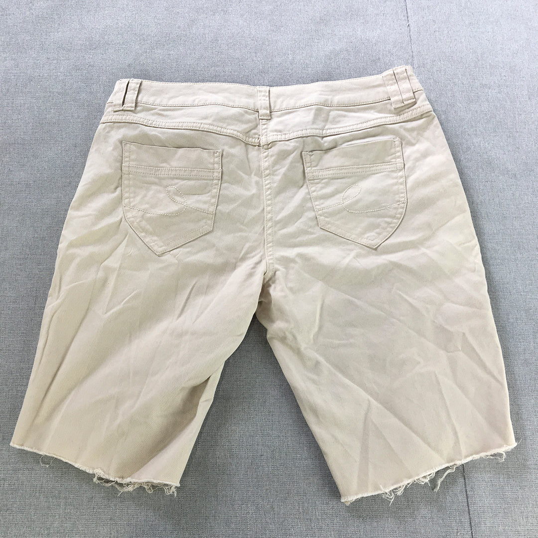 Wills Sport Mens Chino Shorts Size 30 Cream Beige Cut-Off Pockets