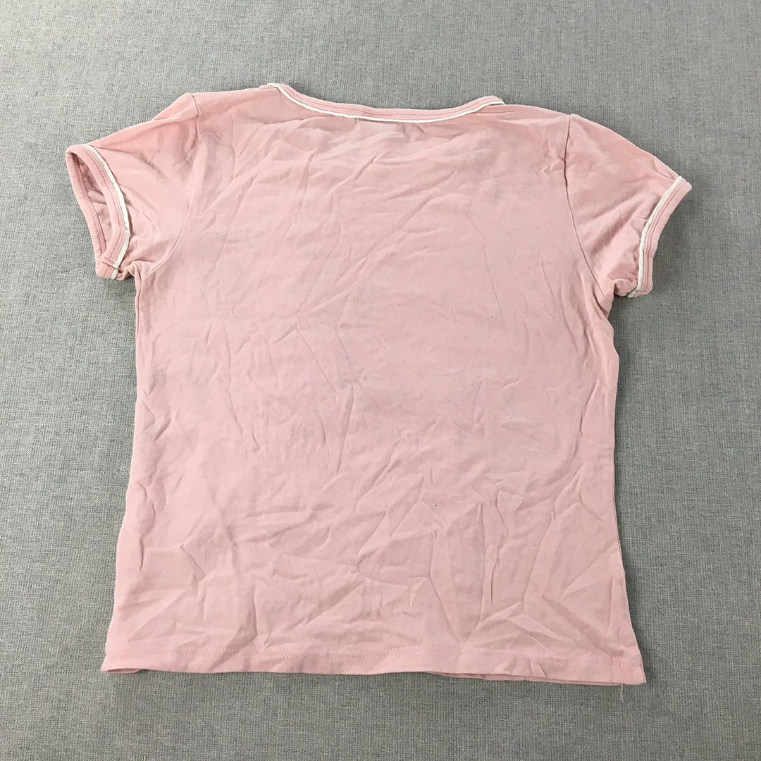 Stussy Womens T-Shirt Size 10 Pink Logo Short Sleeve Round Neck Top