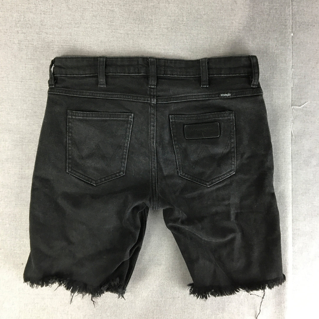 Wrangler Mens Smith Denim Shorts Size 30 Black Ripped Raw Hem Jorts