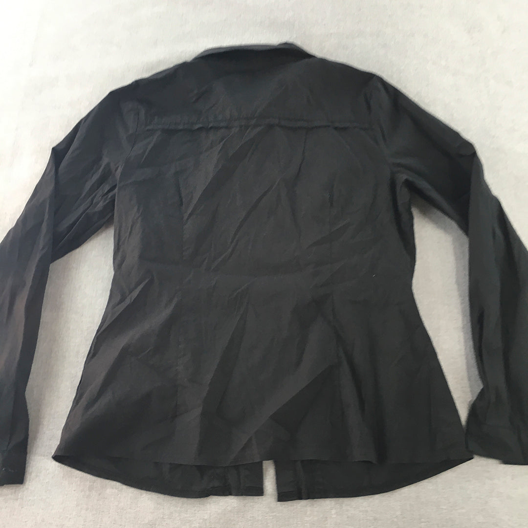 Forcast Womens Shirt Size 12 Black Long Sleeve Button-Up