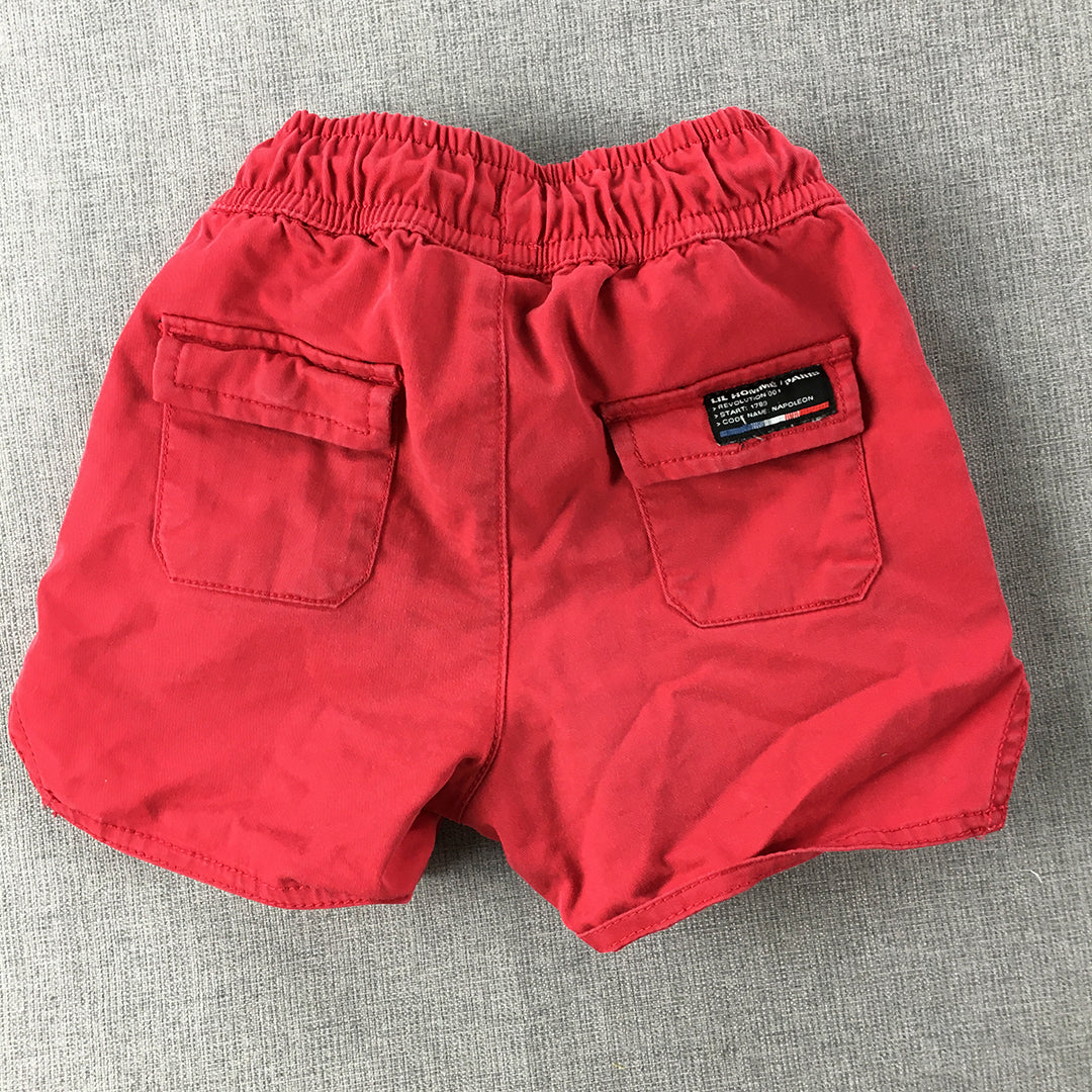 Lil Homme Baby Boys Shorts Size 1 - 2 Years Toddler Red Logo Drawstring